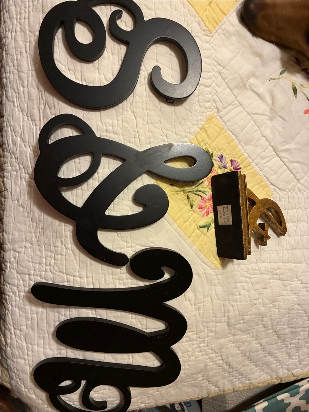 Black Script Wall Letter Set - Decorative Curly Letters & Stand up Ampersand &